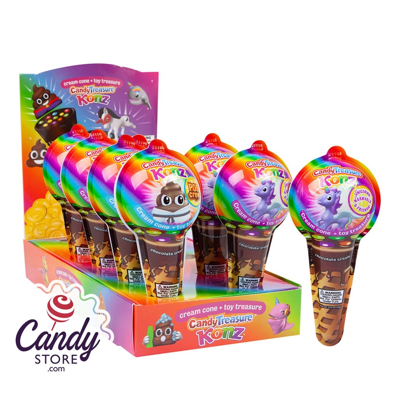Candy Treasure Konz Ice Cream Cone With Toy Surprise - 10ct