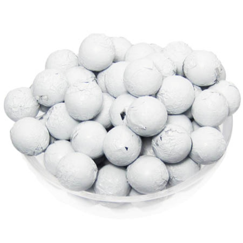 White Foil Chocolate Balls - 10lb