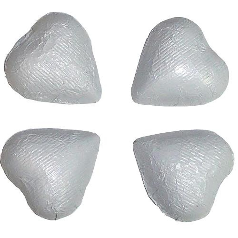 White Foil Chocolate Hearts - 10lb Bulk