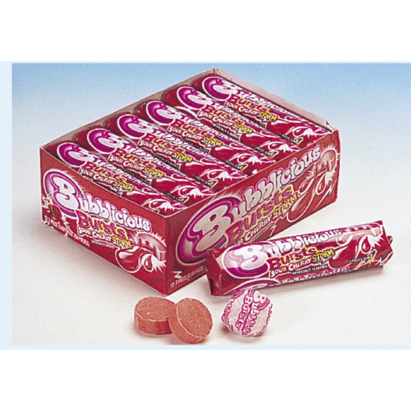 Bubblicious Bursts Sour Cherry Storm Sticks - 12ct box