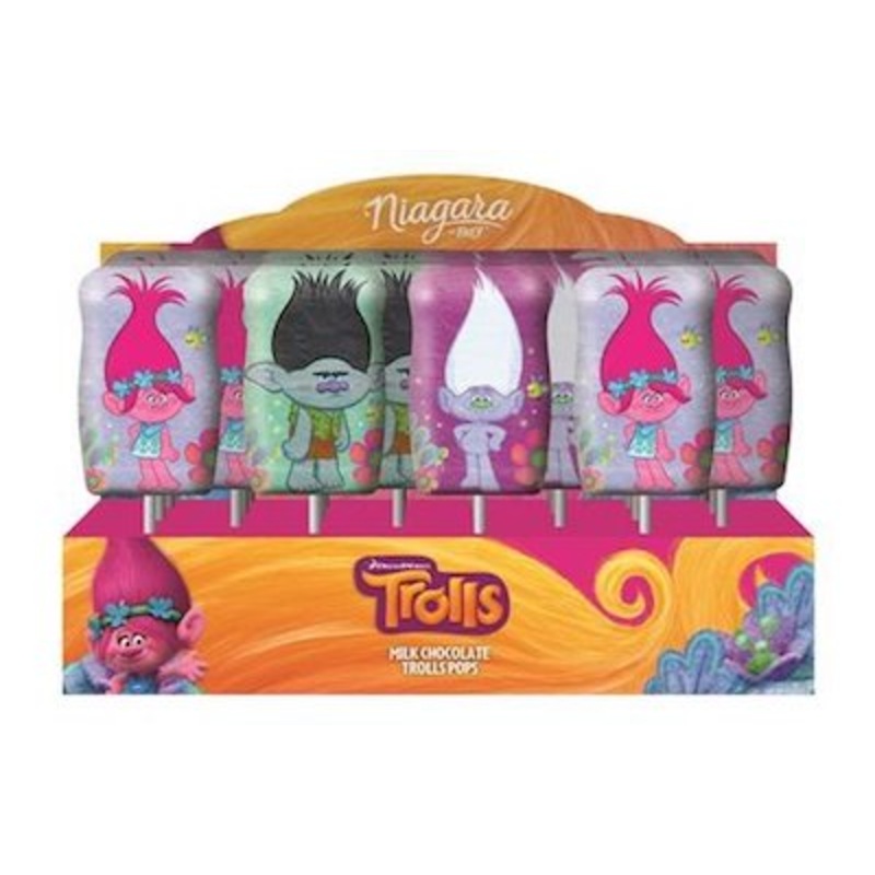 Trolls Asst Solid Milk Chocolate Suckers - 24ct