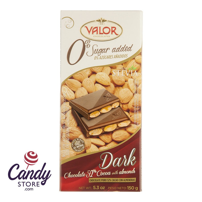 Valor No Sugar Added Dark Chocolate With Almonds 5.3oz Bar - 14ct