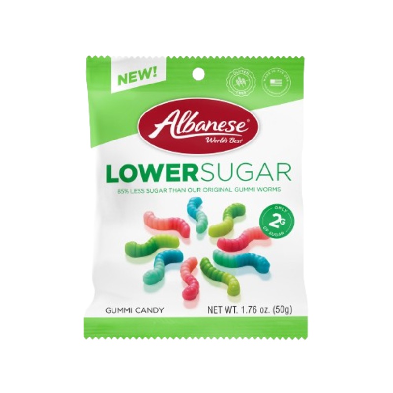 Albanese Lower Sugar Mini Gummi Worms 1.76 oz. Bag