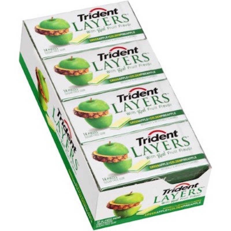 Trident Layers Green Apple and Pineapple Gum - 12ct