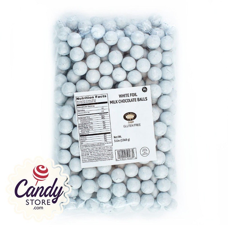 White Foil Chocolate Balls - 2lb Bulk