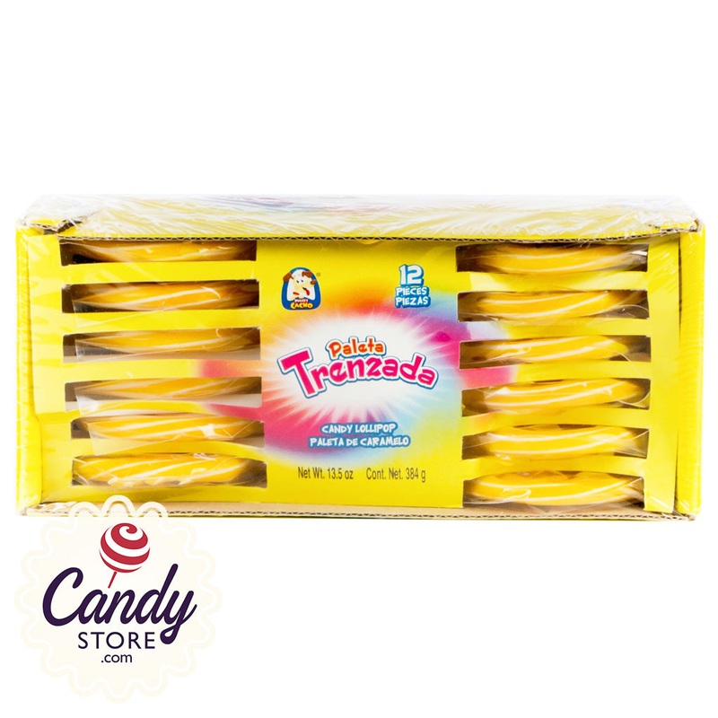 Yellow Swirl Pops Paleta Trenzada - 12ct
