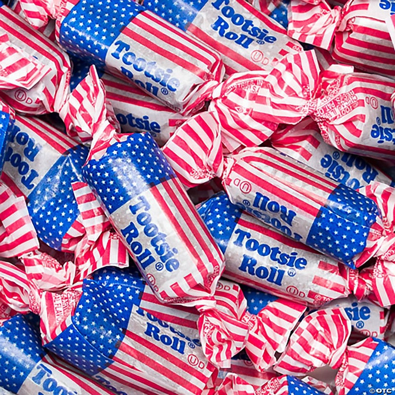 30lb Patriotic Stars & Stripes Candy Red, White & Blue Tootsie Rolls (Approximately 1,950 Pcs)