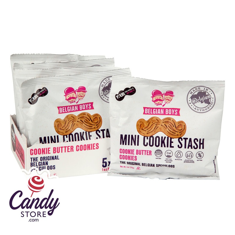 Belgian Boys Mini Cookie Stash Mustache Cookies 1oz Bag - 8ct