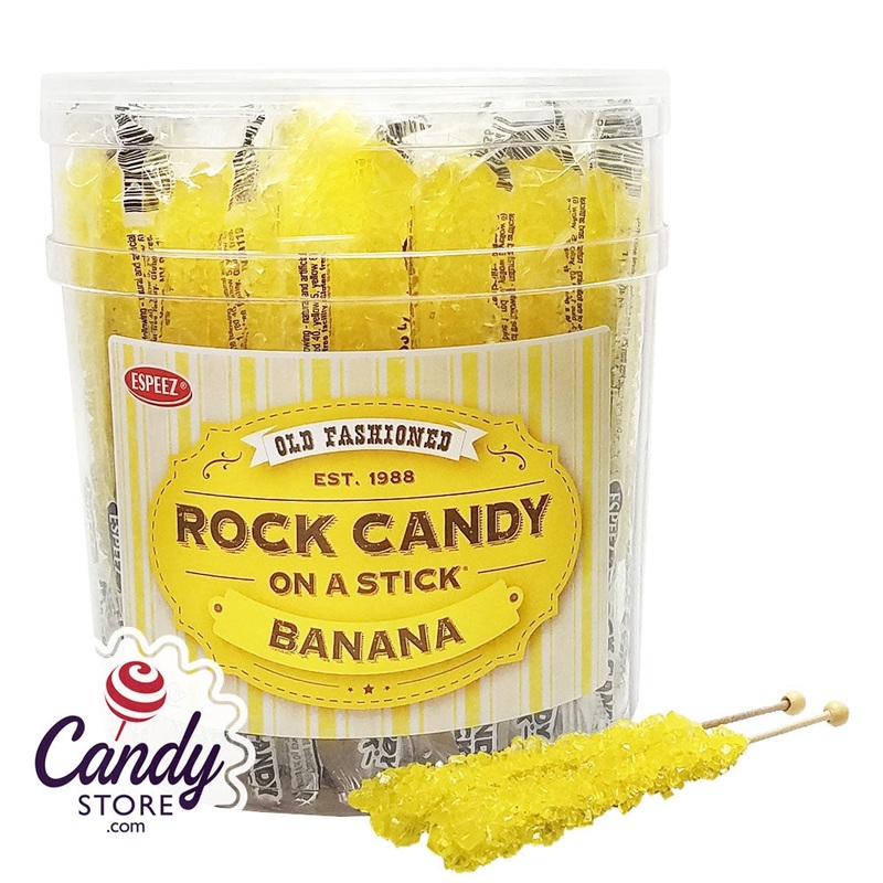 Yellow Rock Candy Crystal Sticks Banana - 36ct Tub