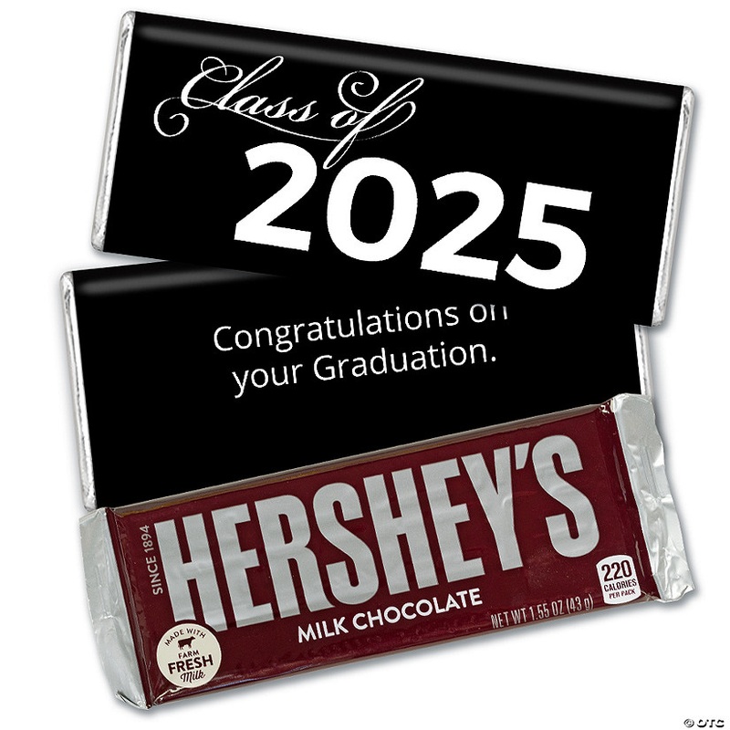 12ct Black Graduation Candy Party Favors Class of 2025 Hershey's Chocolate Bars by Just Candy