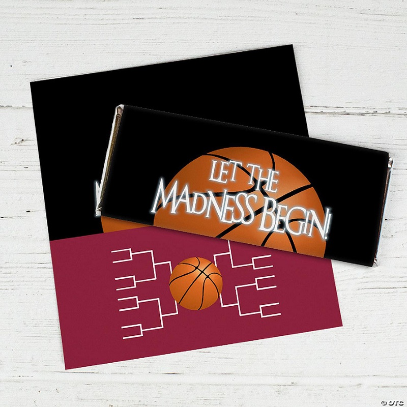 24ct Basketball Party Wrappers for Candy Bars Let the Madness Begin - Maroon
