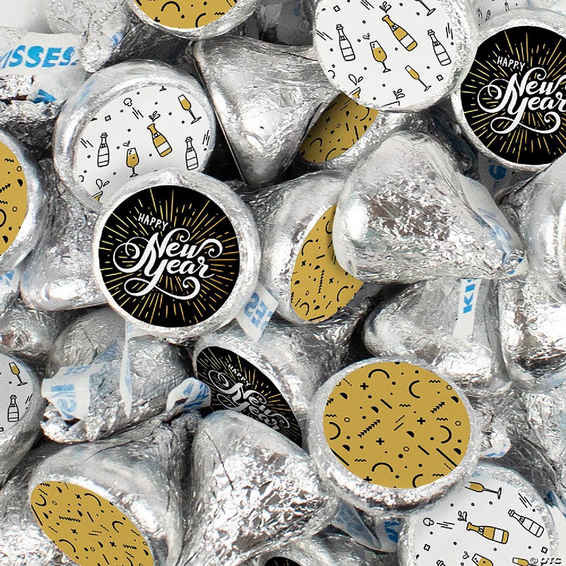 270 Pcs New Year's Eve Candy Chocolate Hershey's Kisses Bulk (3lb) Black & Gold