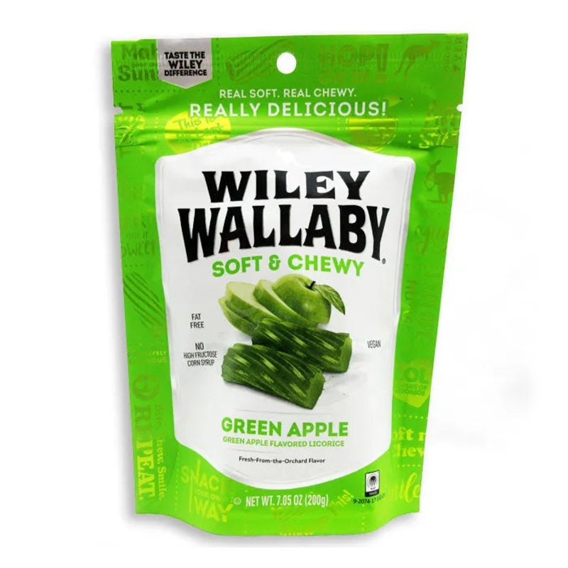 Wiley Wallaby Green Apple Licorice Bites : 12-Piece Case