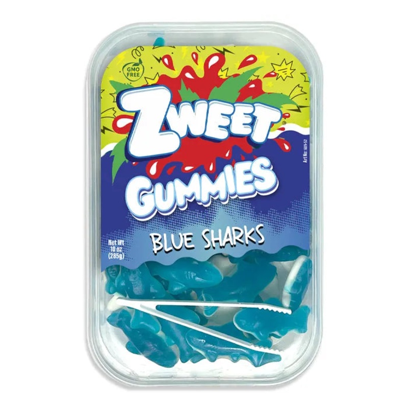 Zweet Blue Gummy Shark Tubs: 6-Piece Box