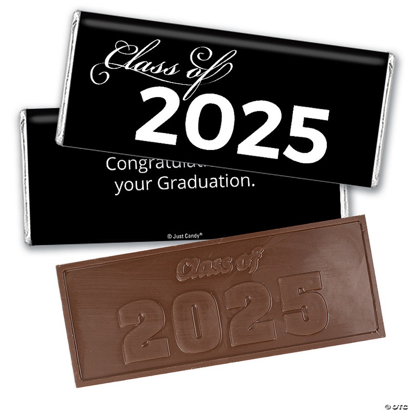 12ct Black Graduation Candy Party Favors Class of 2025 Wrapped Chocolate Bars by Just Candy