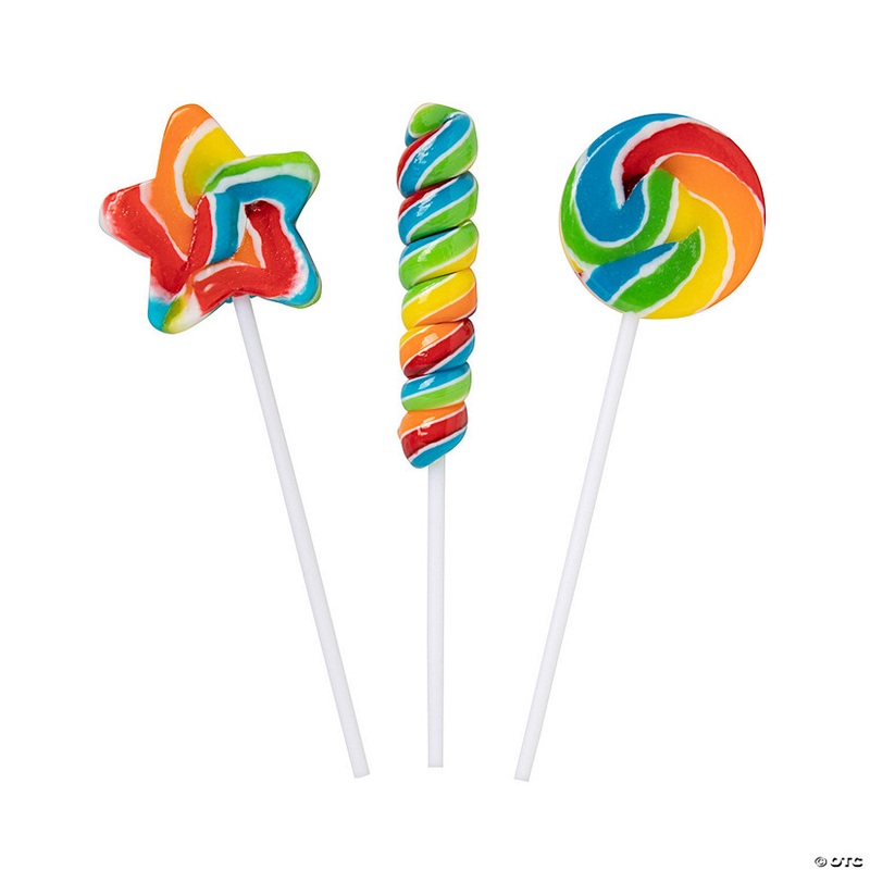 1 1/2" - 2 1/2" Bulk 250 Pc. Rainbow Mini Swirl Lollipop Assortment