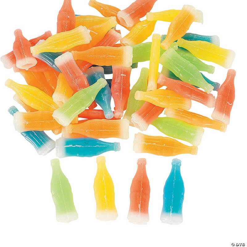 1 lb. Classic Wax Bottles Green, Yellow, Red & Blue Liquid Candy - 50 Pc.