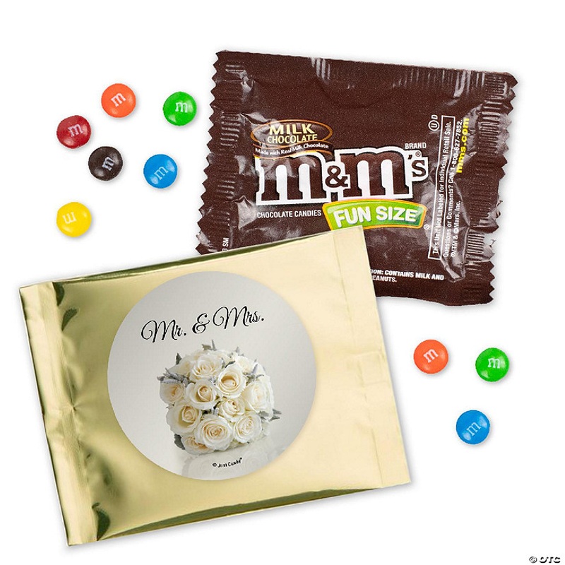 12 Pcs Floral Wedding Candy M&M's Party Favor Packs - Milk Chocolate