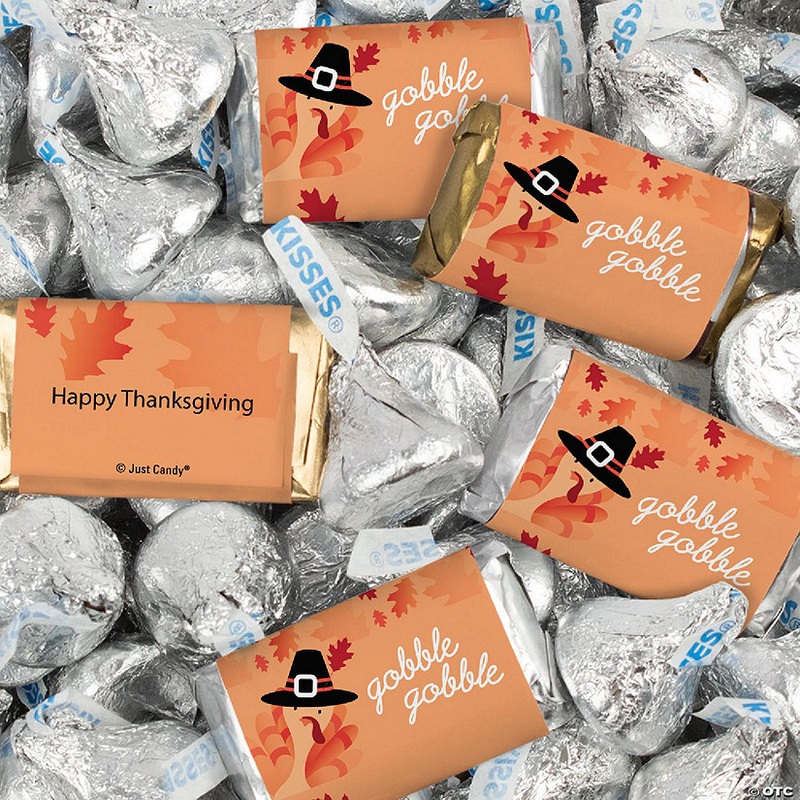 128 Pcs Thanksgiving Candy Party Favors Hershey's Miniatures & Chocolate Kisses - Turkey