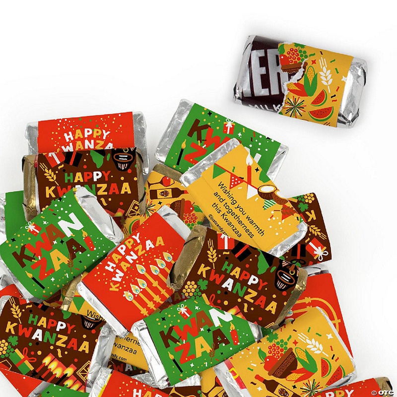 136 Pcs Kwanzaa Candy Party Favors Hershey's Miniatures Chocolate - Festive Pattern