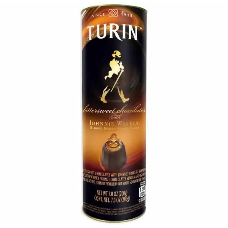 Turin Johnnie Walker Liquor Filled Bittersweet Chocolates Tubes: 12-Piece Case