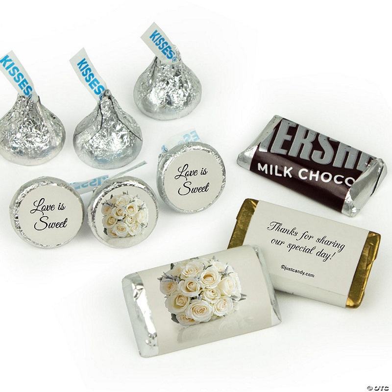 Wedding Candy Party Favors (Approx. 90 Pcs Milk Chocolate Hershey's Kisses & 38 Pcs Wrapped Miniatures) - Floral