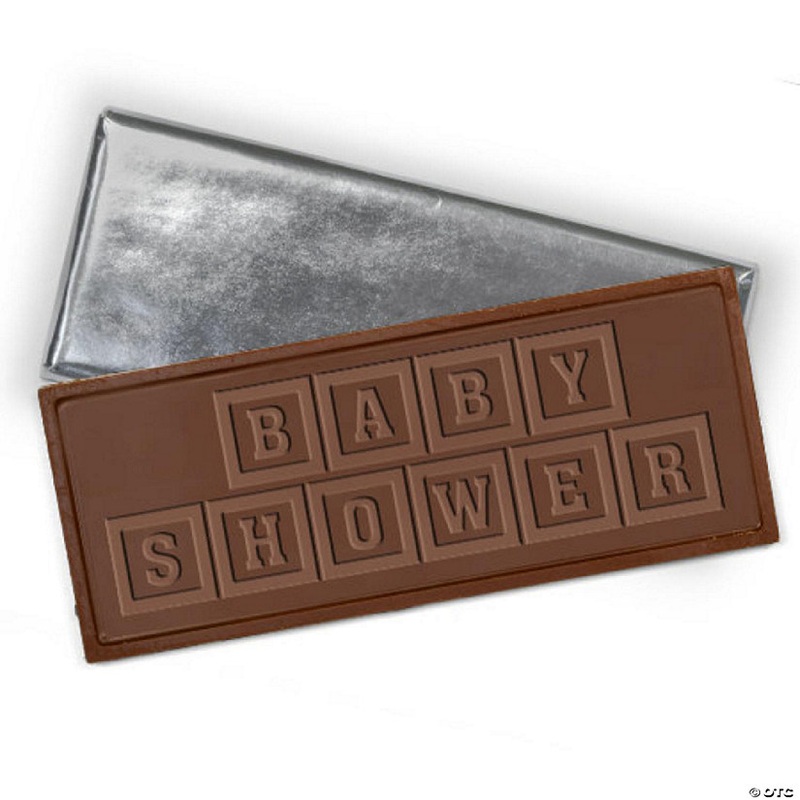 12 Pcs Embossed Baby Shower Belgian Milk Chocolate Bars - DIY Candy Party Favors