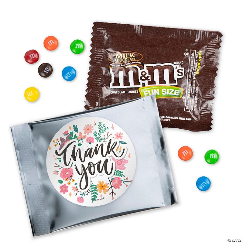 12 Pcs Floral Thank You Candy M&M's Party Favor Packs - Milk Chocolate