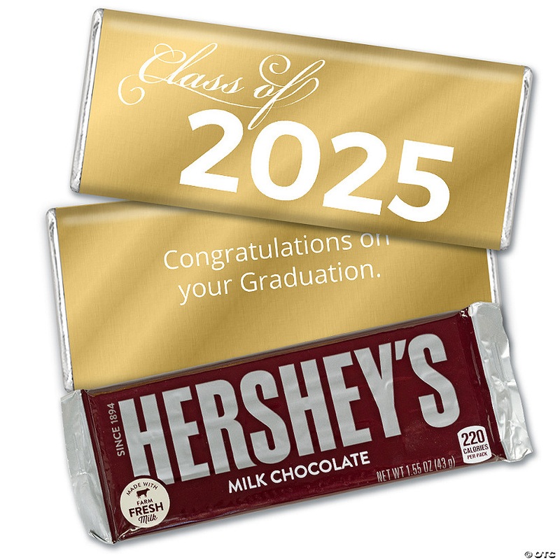 12ct Gold Graduation Candy Party Favors Class of 2025 Hershey's Chocolate Bars by Just Candy