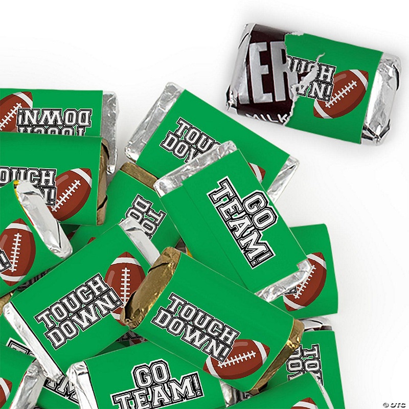 136 Pcs Green Football Party Candy Favors Hershey's Miniatures Chocolate - Touchdown