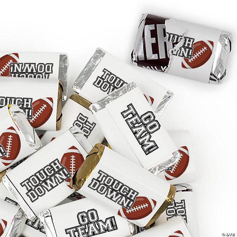 136 Pcs White Football Party Candy Favors Hershey's Miniatures Chocolate - Touchdown