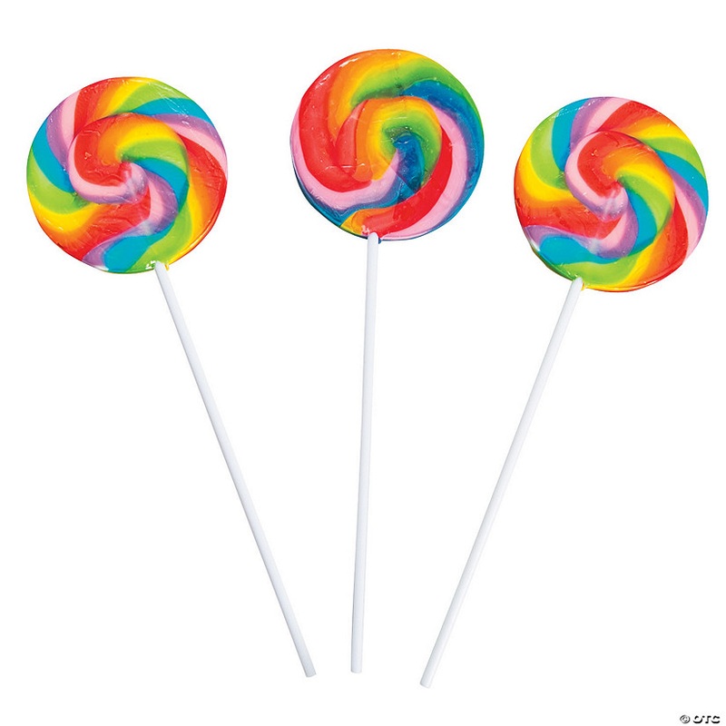 2 3/4" 1 lb. Large Rainbow Swirl Classic Sweet Cherry Lollipops - 12 Pc.