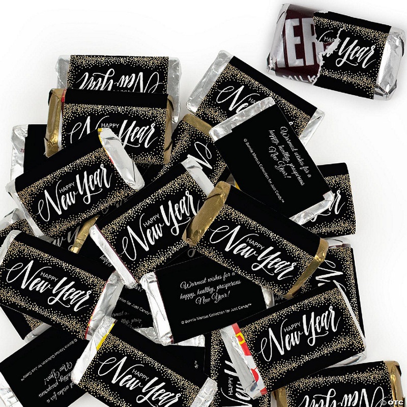 152 Pcs New Year's Eve Candy Party Favors Hershey's Miniatures Chocolate - Gold Glitter