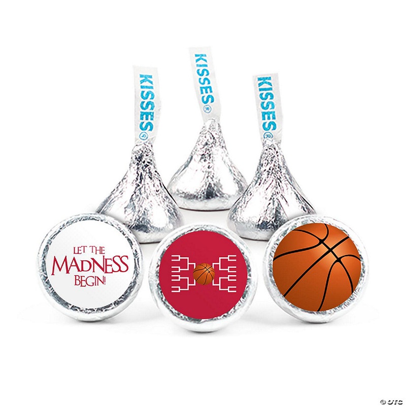 324ct Basketball Party Stickers for Kisses Candy Let the Madness Begin - Red
