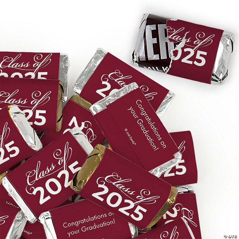 102 Pcs Maroon Graduation Candy Party Favors Class of 2025 Hershey's Miniatures Chocolate (Approx. 102 Pcs)