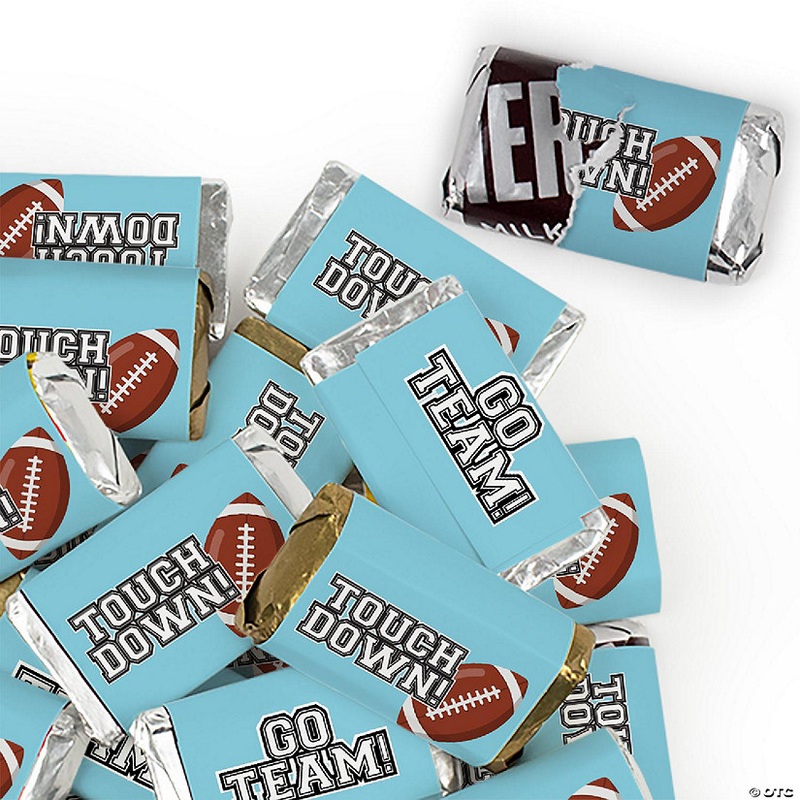 152 Pcs Light Blue Football Party Candy Favors Hershey's Miniatures Chocolate - Touchdown