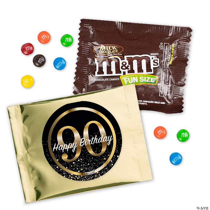 12 Pcs 90th Birthday Candy M&M's Party Favor Packs - Milk Chocolate