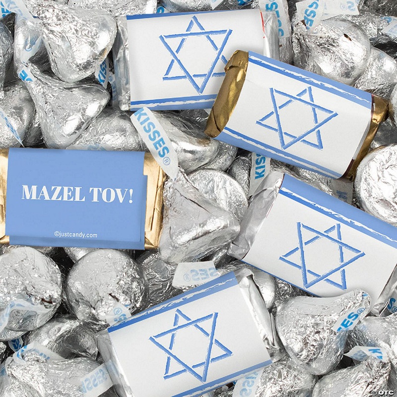 128 Pcs Bar Mitzvah Candy Party Favors Hershey's Miniatures & Kisses - Mazel Tov