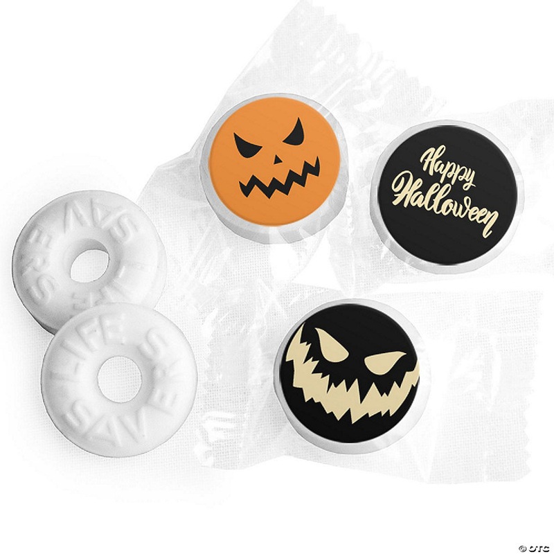 300 pcs Halloween LifeSavers Mints Party Favors (Approx. 300 mints & 324 Stickers) by Just Candy - Assembly Required - Scary Pumpkins