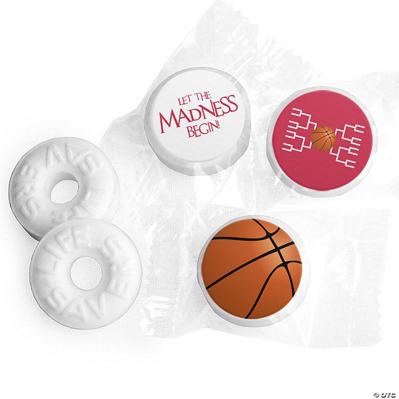 300ct Basketball Party Favors DIY LifeSavers Mints & Stickers Let the Madness Begin - Red