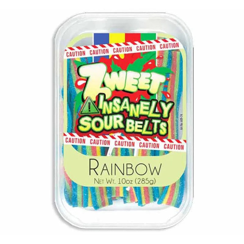 Zweet Insanely Sour Rainbow Belts Tub: 6-Piece Box