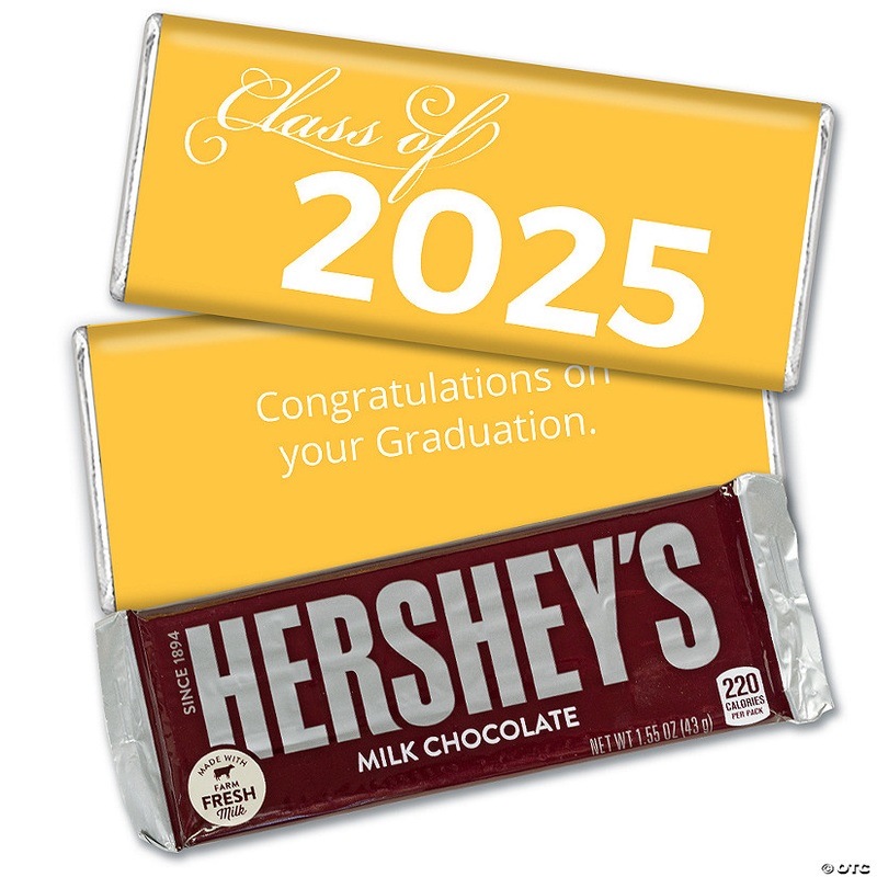 12ct Yellow Graduation Candy Party Favors Class of 2025 Hershey's Chocolate Bars by Just Candy