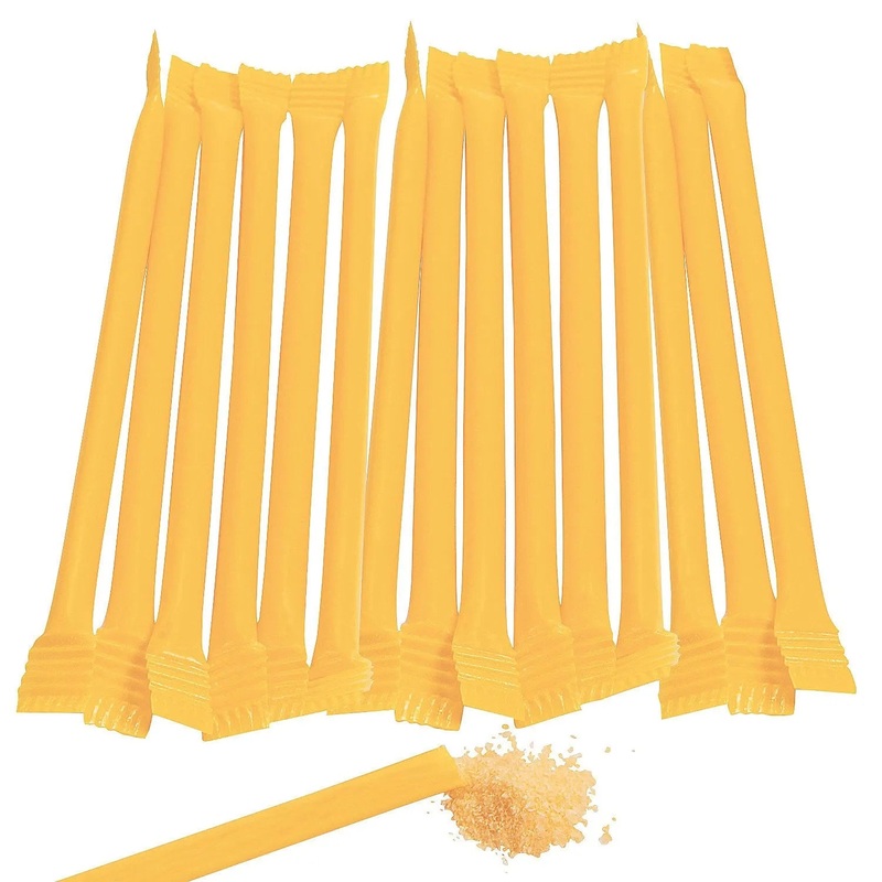 Yellow Candy Powder Filled Plastic Mini Straws - Banana: 240-Piece Bag