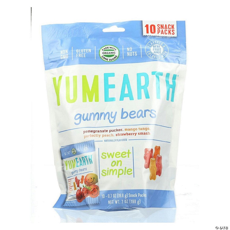 Yummy Earth Organics Gummy Bears - Organic - Snack Pack - .7 oz, 10 Per Pack (12 Packs Total)