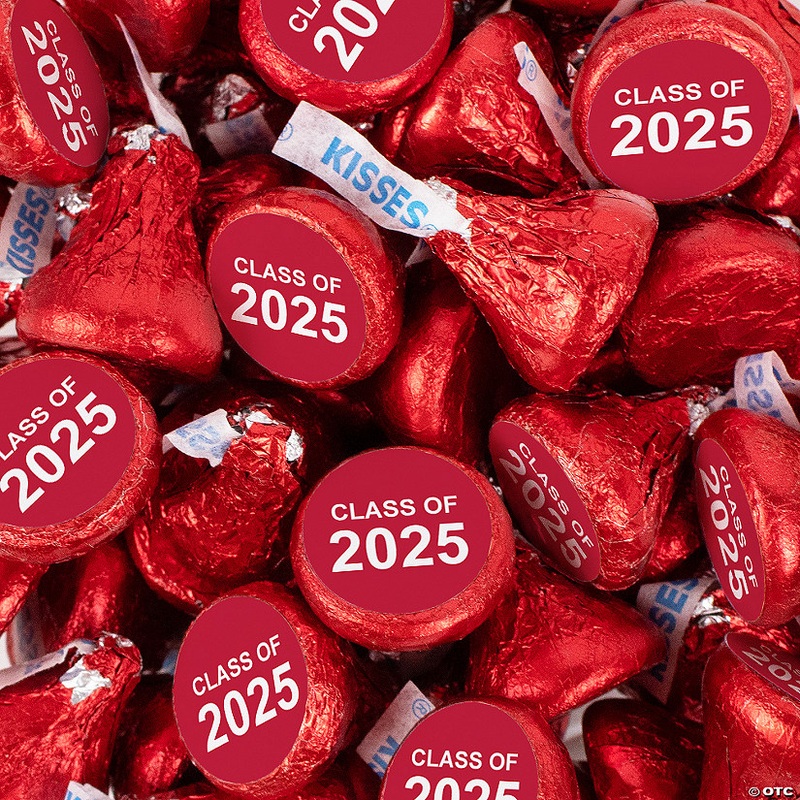 170 Pcs Red Graduation Candy Hershey's Kisses Milk Chocolate Class of 2025 (1.7lb, Approx. 170 Pcs)  - By Just Candy