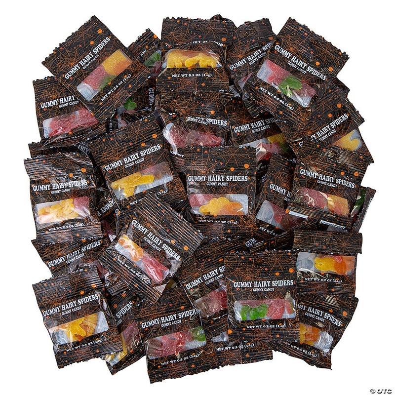 25 oz. Halloween Multicolor Gummy Hairy Spider Candy Bags  50 Pc.