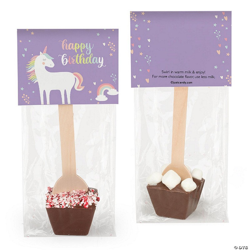 12 Pcs Birthday Hot Chocolate Spoons Dark Chocolate Crushed Peppermint AGBD2