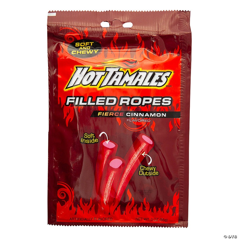 3 oz. Hot Tamales Filled Cinnamon Flavor Rope Candy - 12 Pc.