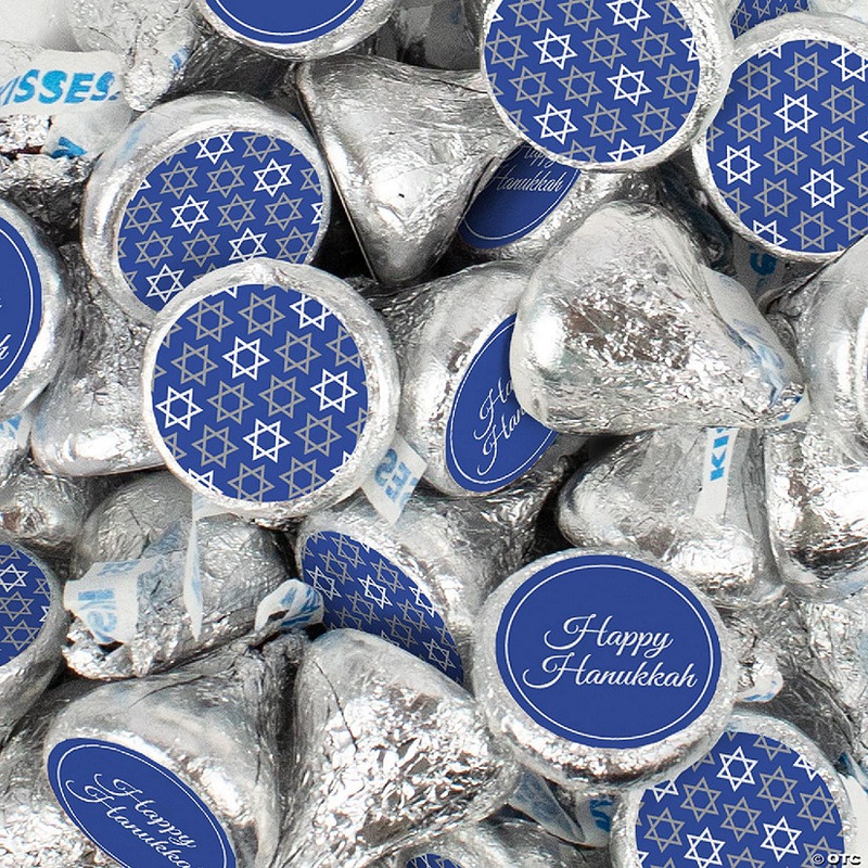 100 Pcs Hanukkah Chocolate Hershey's Kisses Bulk (1 lb) Star of David