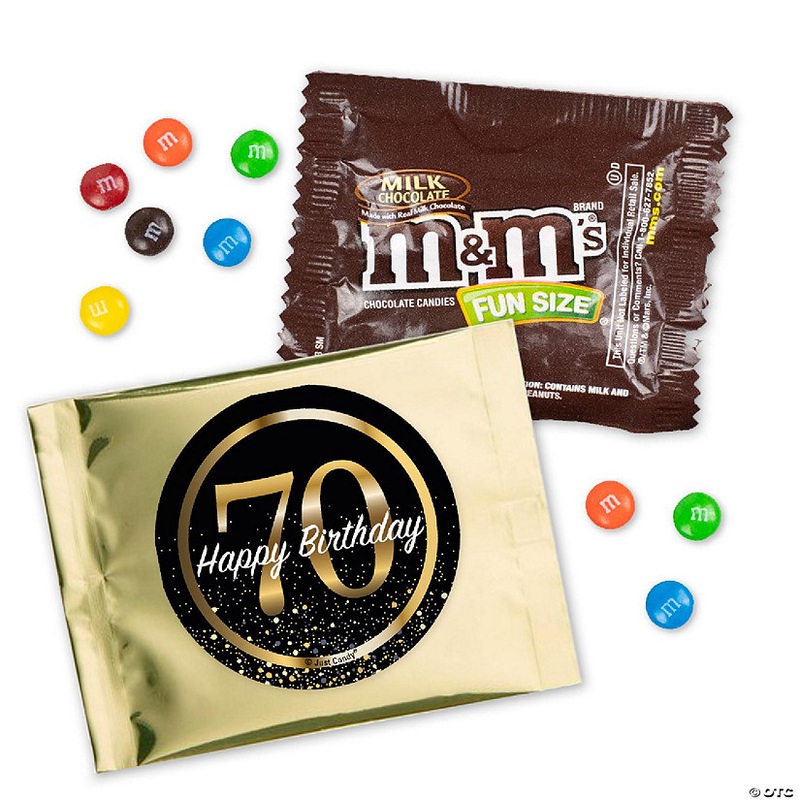 12 Pcs 70th Birthday Candy M&M's Party Favor Packs - Milk Chocolate